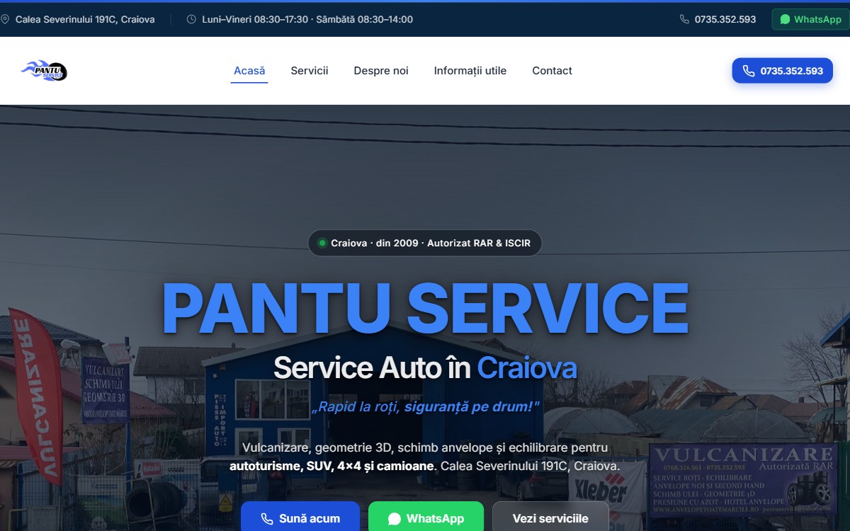 Pantu Service Craiova, vulcanizare anvelope geometrie 3D