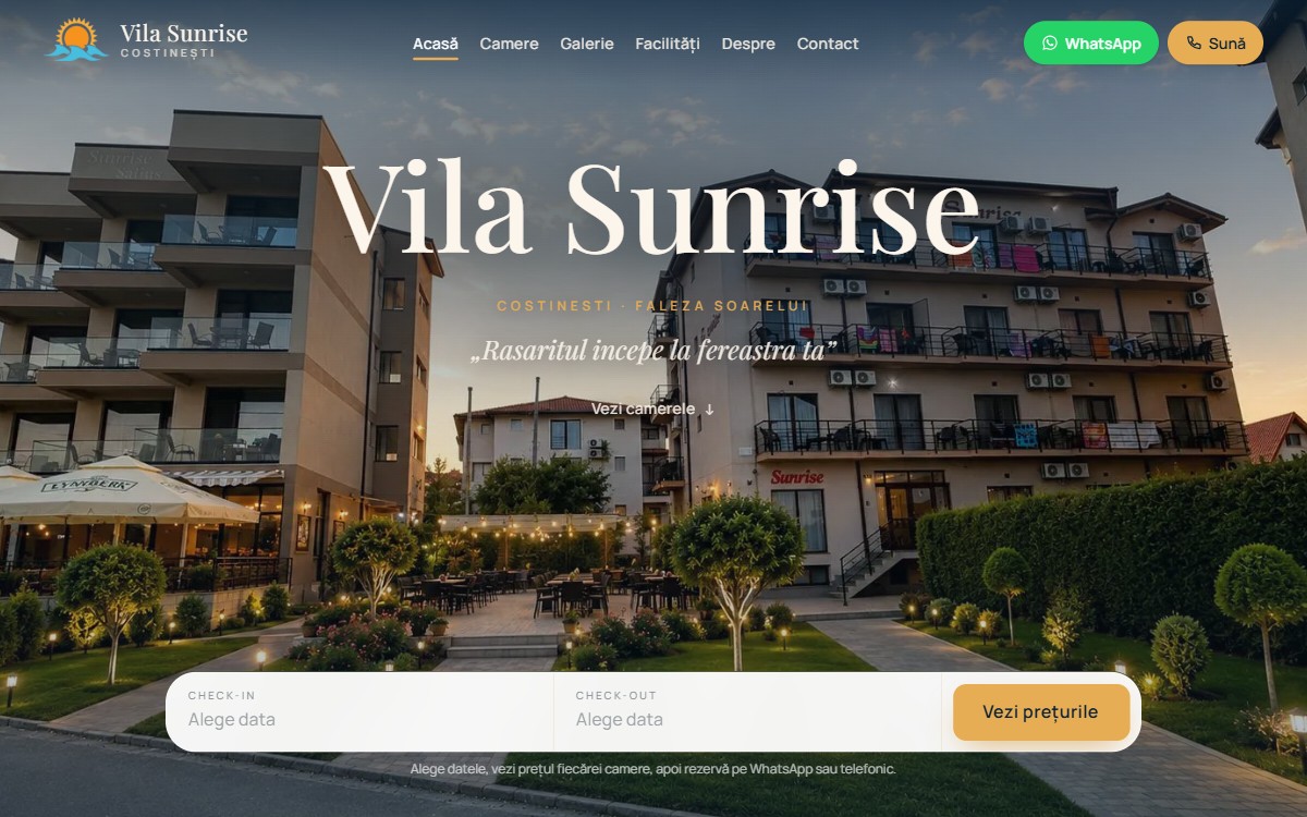 Vila Sunrise Costinești, cazare cu vedere la mare pe faleză